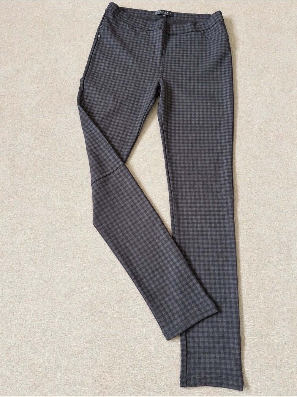 Sanctuary Stretch Ankle Pants Black Charcoal Micro Check Slim Fit M